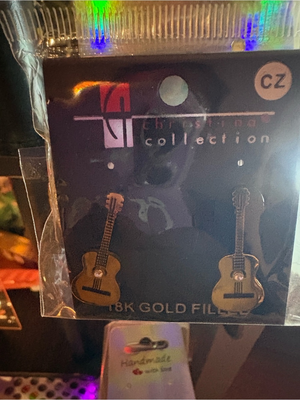 18K Gold Filled Guitar Stud Earrings - Gold